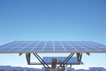 Solar panels in a large array