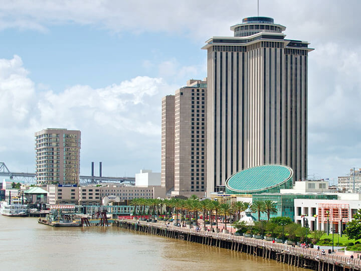 View of Hilton New Orleans Riverside Downtown and Mississippi River